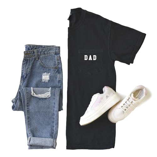 Dad Pocket Shirts for Men Daddy Garment Dyed Letter Printed T-Shirt Mama Graphic Tee Casual Short Sleeve Tops Tee4