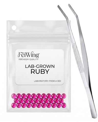 3mm - 50 Pack Lab-Grown Ruby Balls Synthetic Corundum Spheres (No Hole) with Curved Anti-Slip Tweezers Solid Red Gemstone Beads for Jewelry Making & Precision Crafts