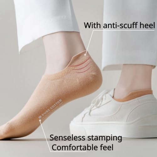 Ankle Socks for Women Pure Cotton No Show Socks Womens with Heel Tab Color Low Cut Soft 5 Pairs 4-8.53