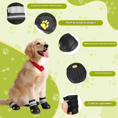 Faankiton Chaussures de Chien Bottes Chien 4PCS Chaussure Chien Imperméable – vue 2