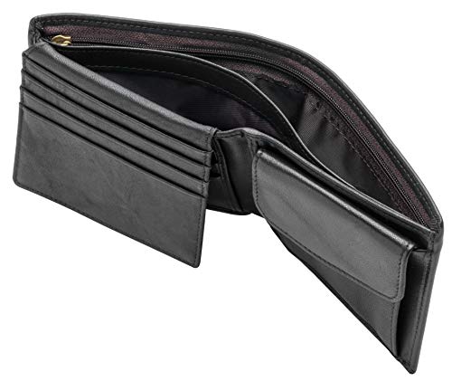 POKOFO RFID Blocking Genuine Leather Bifold Wallet for Men with Zipper and Coin Pocket4