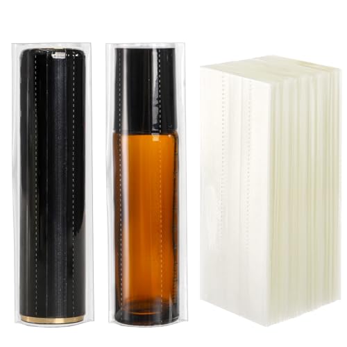 TOPZEA 1000 PCS Heat Shrink Wrap Bands for 10ml Roller Bottles, Clear Perforated Shrink Wrap Bands Sleeves for Lip Balm Tubes, Lip Gloss, Perfume Sample, Essential Oil Bottle, Easy to Use, 3.3