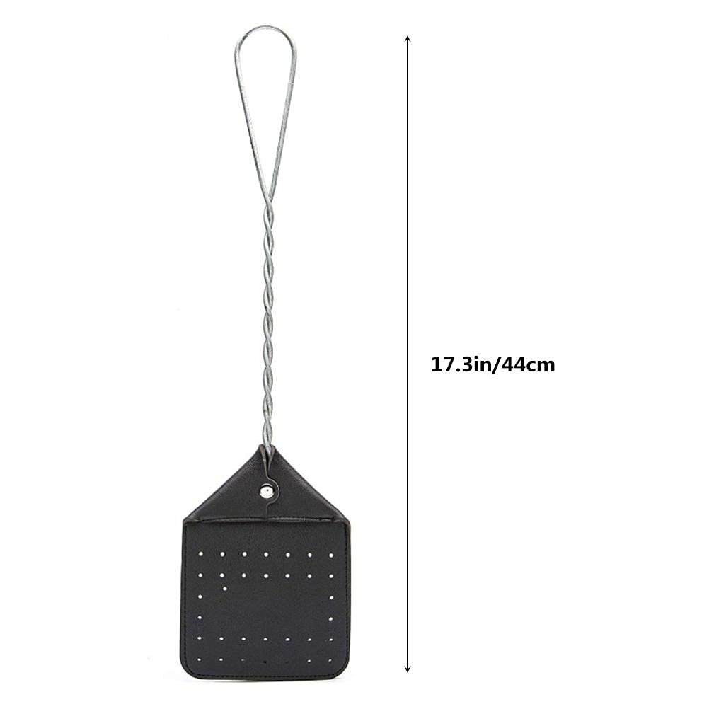 Maedack Fly Swatter, 20.4 ” PU Leather Fly Swatter Heavy Duty Fly Swatter with Durable Iron Handle, Handle Insect Wasp Pest Control for Indoor/Outdoor/Classroom, Black