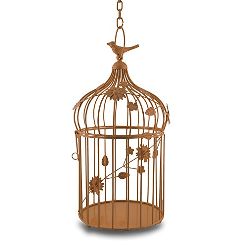 Image of Homesake Copper Bird Cage with Floral Vine (Set of 2), with Hanging Chain for Decoration Items, Rose Gold, Home Decor, Decorations for Home, Tealight Candle Holder, Return Gifts for Pooja