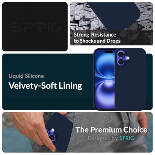 Image of SPRIG Compatible with iPhone 16 Premium SilkMag (Liquid Silicone Magnetic) Back Cover Drop Tested Shock Proof Mobile Case for Men, Women, Boys and Girls with Camera Protection (Royal Blue)