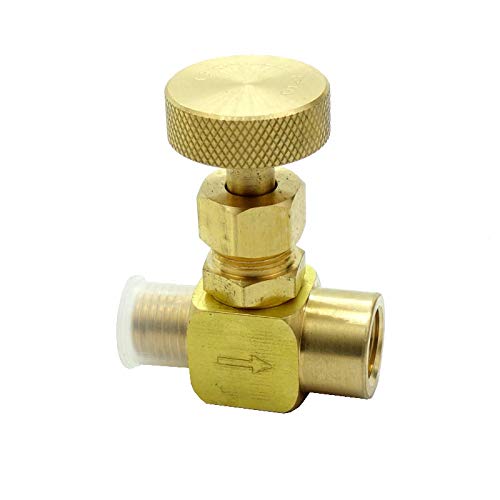 HongBoW Brass Instrument Needle Valve Wheel handle 600 Psi(WOG) (1/4 NPT Male x 1/4