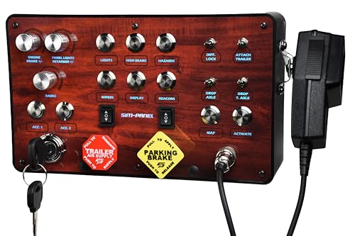 Image of Classic 2 Button Box for ATS /ETS2 (American Truck Simulator /Euro Truck Simulator) (Premium Woodgrain Finish with CB Communications)