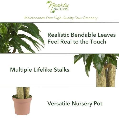 Nearly Natural Artificial Plant, Plastic Polyester, Green, 4ft 9in