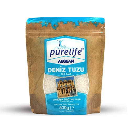 Purelife Aegean Sea Salt Iodized Kosher Unrefined – 1.76 Lbs And Purelife Aegean Sea Salt Coarse Kosher Unrefined-1.1Lbs (500Gr) #TOP5