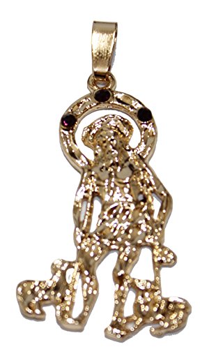 Diamantados of Florida Medalla de San Lazaro  Dije Babalu Aye Cuba Chapado en Oro de 18 K Medalla con 20 Inch Cadena