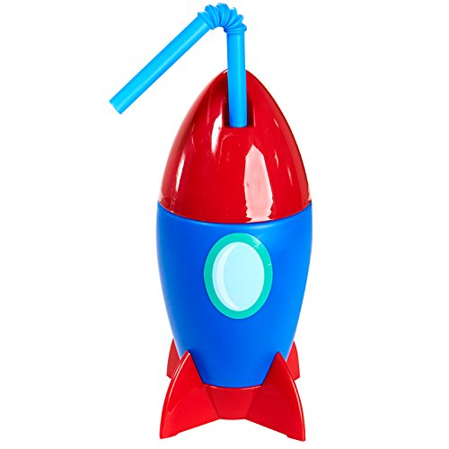 Forum Novelties Solar System Rocket to Space Astronaut Childrens Birthday Party Supplies - Space Ship Plastic Sippy Cup with Straw