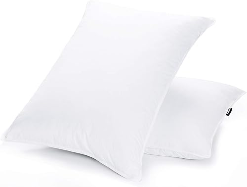 Miniatura 3 de JA COMFORTS Almohadas de cama de plumas y plumón de pato para dormir paquete de 2 estándarQueen 20 x 28 pulgadas peso de relleno de 37 onzas