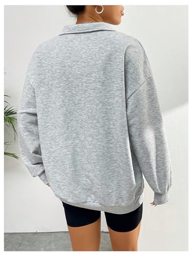 Gorglitter Women'S American Flag Graphic Letter Quarter Zip Pullover Sweatshirt Casual Long Sleeve Mock Neck Pullover Tops Grey Medium thumb #1