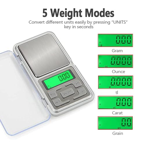 Image of Digital Pocket Weighing Scale - Precise Jewellery Weight Machine Small, Gripit Portable Gold Weighing Machine for Accurate Measurements with Digital Display, Ideal for Gems, Herbs & More (White).