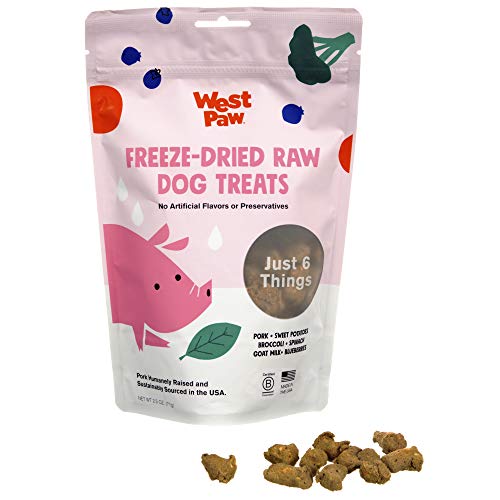 West Paw All-Natural Raw Freeze-Dried Dog Treats  Farm-Fresh Pork Training Treats for Dogs  Wholesome Canine Treat for Puppies, Adult Dogs & Senior Dogs, Pork with Superfood, 2.5 oz