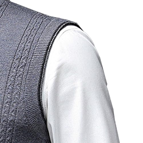 Men Twisted Knitted Sweater Vest Slim Fit Casual Sleeveless Pullover V Neck Cable Striped Vests Sweater3