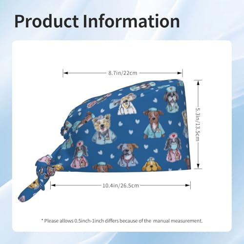 Image of Working Cap Scrub Cap with Sweatband Adjustable Unisex Tie Back Hat for Cleaning Farm Nursing