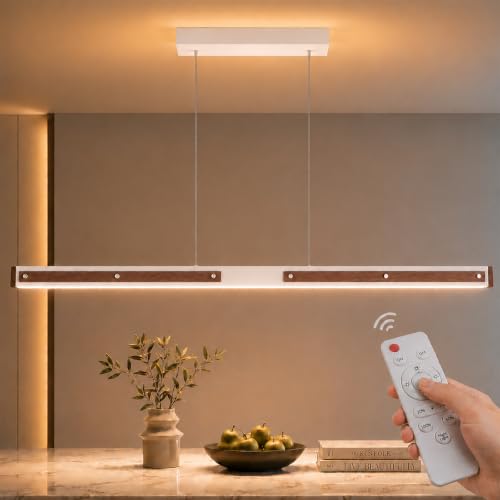Oktownn 36" LED Linear Pendant Light, 54W Dining Room Light Fixture, Dimmable 3000K-6000K with Memory Hanging Light Fixture for Kitchen Island Pool Table Lights (White)