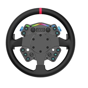 CAMMUS Racing Simulator Steering Wheel C12, Leather Steering Wheel Cover + Multifunction Controls, Real Force Feedback, Magnetic Paddle Shifters, PC High Performance Operation – Black