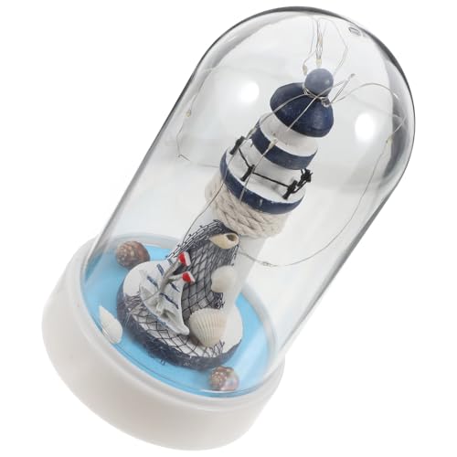 MOTHNUR Lámpara de Noche Faro Mediterráneo Grande de Resina Luz LED Segura para Habitación Infantil Adorno Náutico Decorativo para Mesa y Hogar Figura Miniatura sin Batería