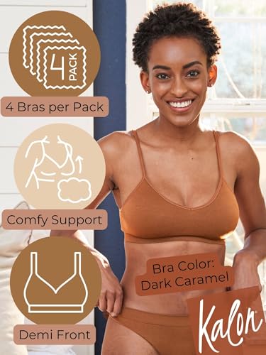 Image of Kalon Women's 4 Pack Demi Padded Bralette Wireless Comfortable Bra