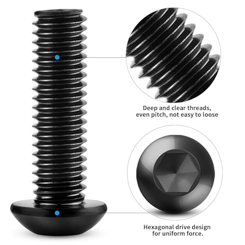 TXXATX 40 Stück Linsenkopfschrauben M6x10mm Schwarz Flachkopfschrauben M6 304 Edelstahl mit Innensechskant Vollgewinde Möbelschrauben für DIY-Projekte Möbelreparatur Montage Wartung