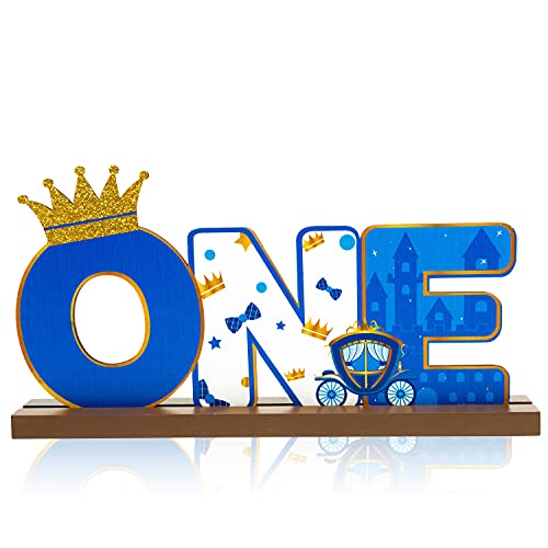 Haooryx Prince ONE Letter Sign Table Wooden Centerpiece for Baby Boy Royal Prince First Birthday Party Decorations, Shining Crown One Year Old Toddler Boy 1st Birthday Baby Shower Decor Supplies Haooryx Prince ONE Letter Sign Table Wooden Centerpiece for Baby Boy Royal Prince First Birthday Party Decorations, Shining Crown One Year Old Toddler Boy 1st Birthday Baby Shower Decor Supplies