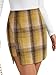 OPOIPIN Women's High Waisted Plaid Skirt Bodycon Zipper Pencil Mini Skirt Yellow X-Large