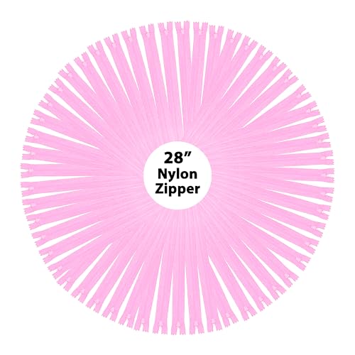 Image of Mandala Crafts 40 PCs Pink Closed-End 28 Inches Nylon Zippers for Sewing