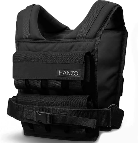 HANZO Weighted Vest for Men & Women 25lbs | 35lbs | 45lbs | 65lbs | Weight Vest With Removable Iron Weights, Adjustable Heavy Duty Weighted Workout Vest for Calisthenics & Fitness Training