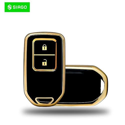 Image of SIAGO SIA359 TPU Key Cover and Metal Keychain Compatible for Honda BRV | WRV | CRV | Jazz | City 2 Button Smart Key (Black Pack of 1)