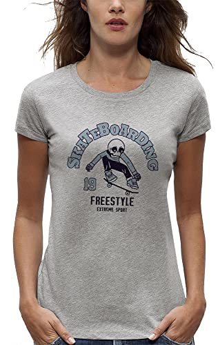 T-Shirt Skateboarding Freestyle femme vêtement streetwear motif squelette skate