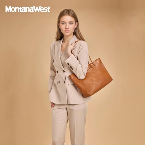 Image of Montana West Medium Tote Bags for Women Shoulder Handbag with Zipper Lightweight Everyday Purse for Work, Travel, or Shopping