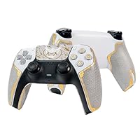 Controller Grips for PS5 DualSense, Skin kit,Anti-Skid, Multi-Texture, Sweat Absorption, Pre-Cut Grips Tape, by SHADOW BOOLT (Ash Grey & Gold, Guardian Series 2.0 for DualSense)