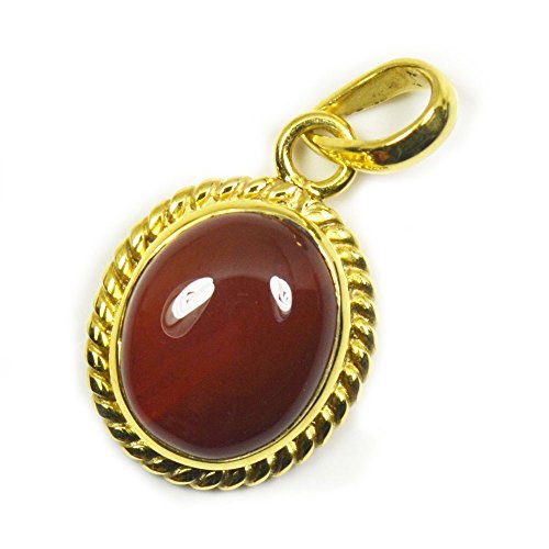 Pendentif en cornaline naturelle 7 carats, joaillerie or et panchdhatu