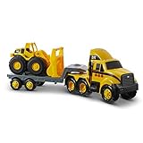 Cat Construction Heavy Mover Caterpillar Toy Semi Truck and Trailer with Lights & Sounds, Yellow