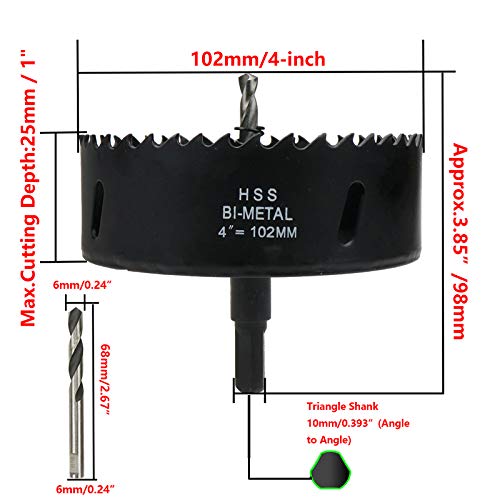 Image of Hole Saw 4-inch Dia Hole Cutting Drill Bit for Drilling Holes in Wood, Plastic, Drywall, Thin Metal