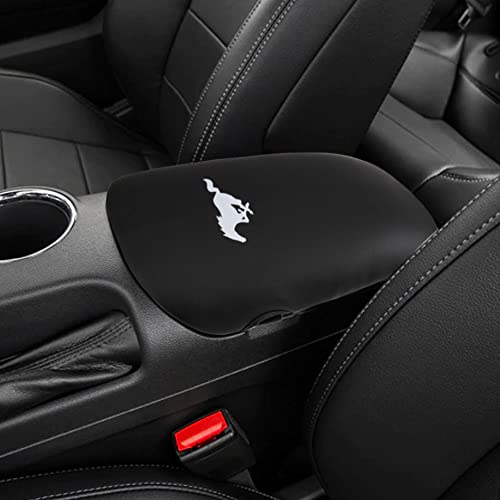 LEXLEY Center Console Pad Armrest Box Cover Waterproof Anti-Scratch Leather Protector Covers for 2015-2024 Mustang GT EcoBoost V6(Not Fit Mustang Mach-e)-Black