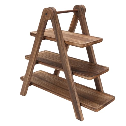 Soporte de madera de 3 niveles para organizar mesas de postres 7