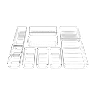 Ipow Bureaulade-organizerset, 5 verschillende maten, 10 stuks, antislip ladeverdelers voor make-up, opbergdoos voor…
