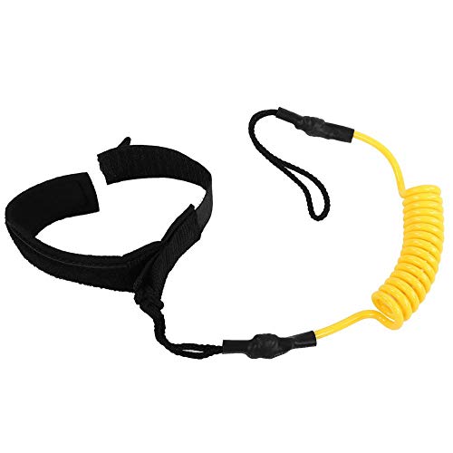 DEWIN Correa Que Practica Surf de la PU, Correa Que Practica Surf de la Paleta de pie de la Paleta para el Accesorio del Kayak de la Tabla de Surf(Amarillo)