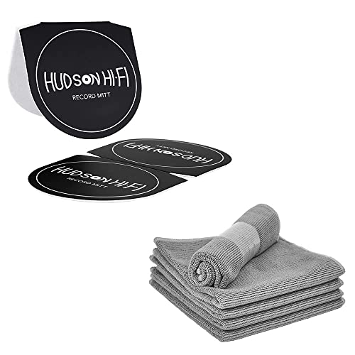 Hudson Hi-Fi Three Pack Record Mitt Anti Static Record Cleaner & Handler With Microfiber Record Cleaning Cloth 5 Pack #TOP7