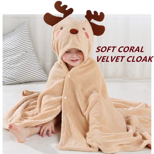 Veabest Baby Bath Towel Ultra Absorbent Ultra Soft Hooded Towel For Babies,Toddler,Infant,Kids.pretty Deer Design,Baby Registry Gifts For Boys And Girls (Khaki Deer) #TOP2