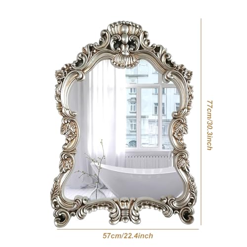 Miroir d'entrée de salon argenté grand miroir baroque mural 57x77cm - 6