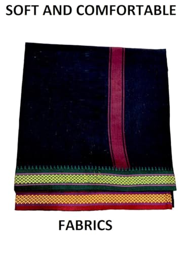 Image of Rameshwaram Fabrics 2.25 Mtr Cotton Lungi Dhoti for Men