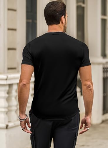 JMIERR Mens Short Sleeve T Shirt Summer Muscle Slim Fitted Crewneck Longline Tees Shirts for Gym Workout4