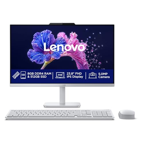 Image of Lenovo A100 AIO Intel Core i3-N305 24 inch FHD IPS (8GB RAM /512GB SSD /Windows11 /Office 24 /2Wx2 Speakers /Wireless EOS Keyboard & Mouse, Cloud Grey), F0J6005LIN All-in-One Desktop