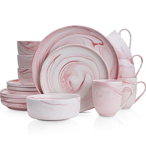Stone Lain Brighton 16-Piece Dinnerware Set Porcelain, Pink - Image 7