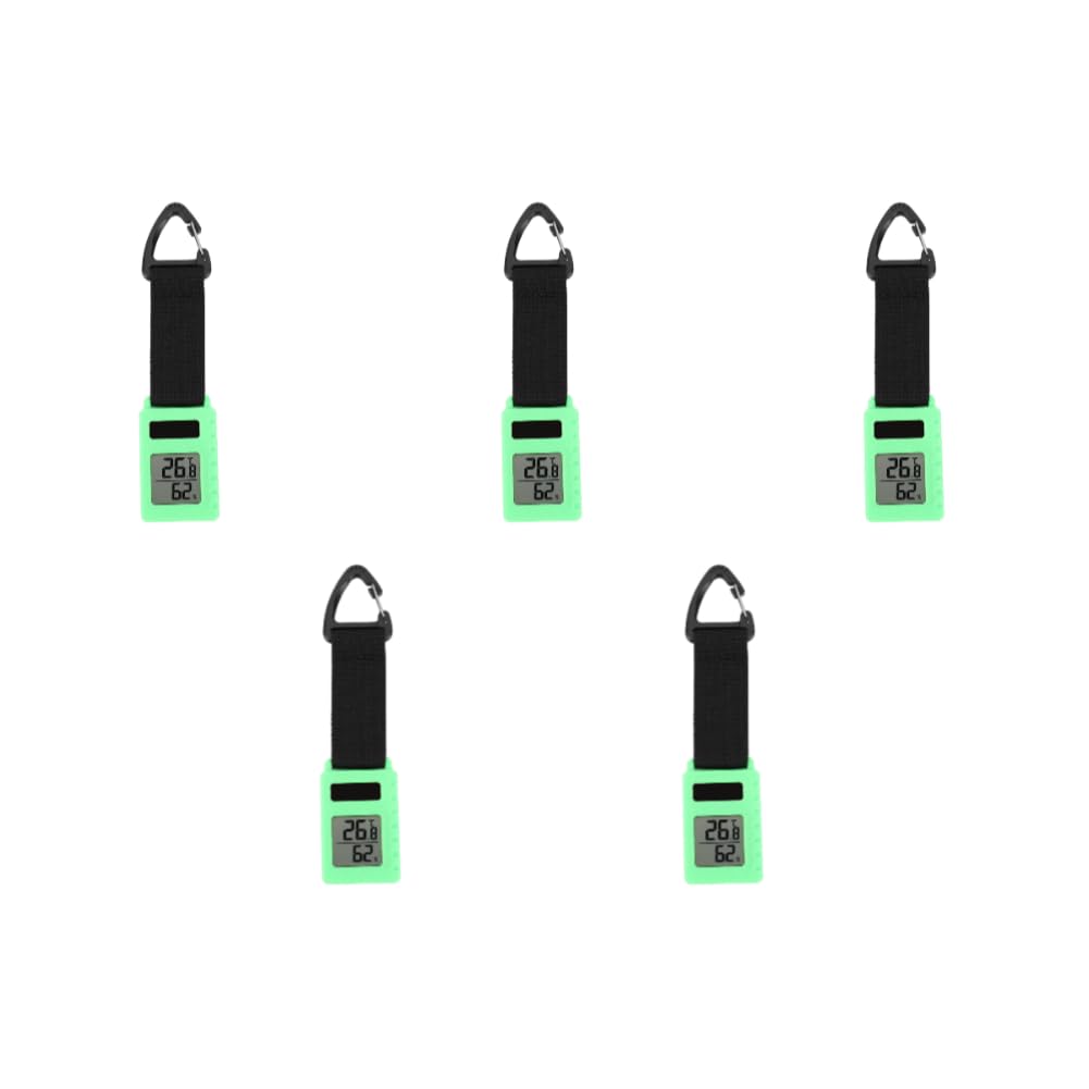 Termómetro de bolsillo con mosquetón, medidor de temperatura y humedad, pantalla de sensor, compacto y ultraligero de 30 g, colgante para coche, llavero - 5 piezas