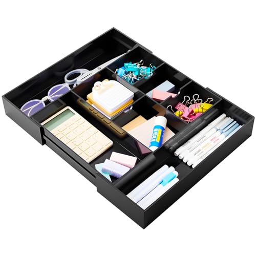 Briwooody 1 PC Acrylic Desk Drawer Organizer 2 Inch Height